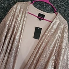 The Limited Women Sequin Topper Size 3X  Champagne Open Front Sparkle  Cardigan