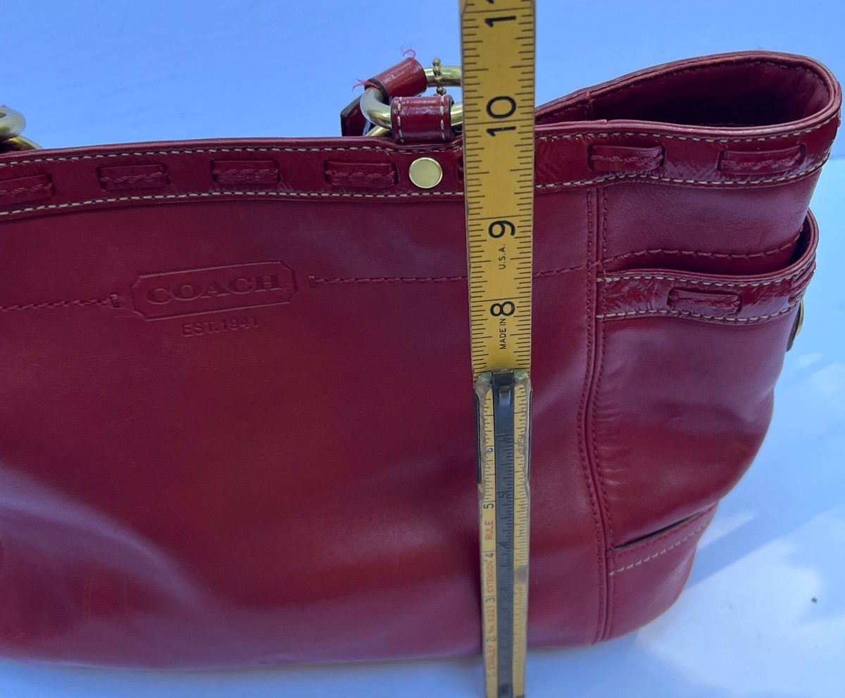 Coach RED Leather Laced Gallery Vintage Shoulder Tote Handbag