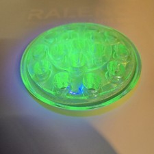 Vintage Uranium Glass Flower Frog 16 Hole 4.5" Round Tested Glows Green