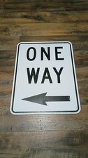 Authentic Retired One Way Arrow Sign Metal Traffic Street 24x18 NonReflective