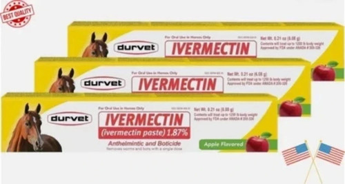 Pack of 3 Durvet Horse Dewormer Paste 1.87% Apple Exp 11/2027