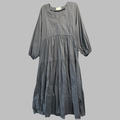 Modern Citizen Lyra Tiered Maxi Dress Organic Cotton Size Large Gray Minimalist
