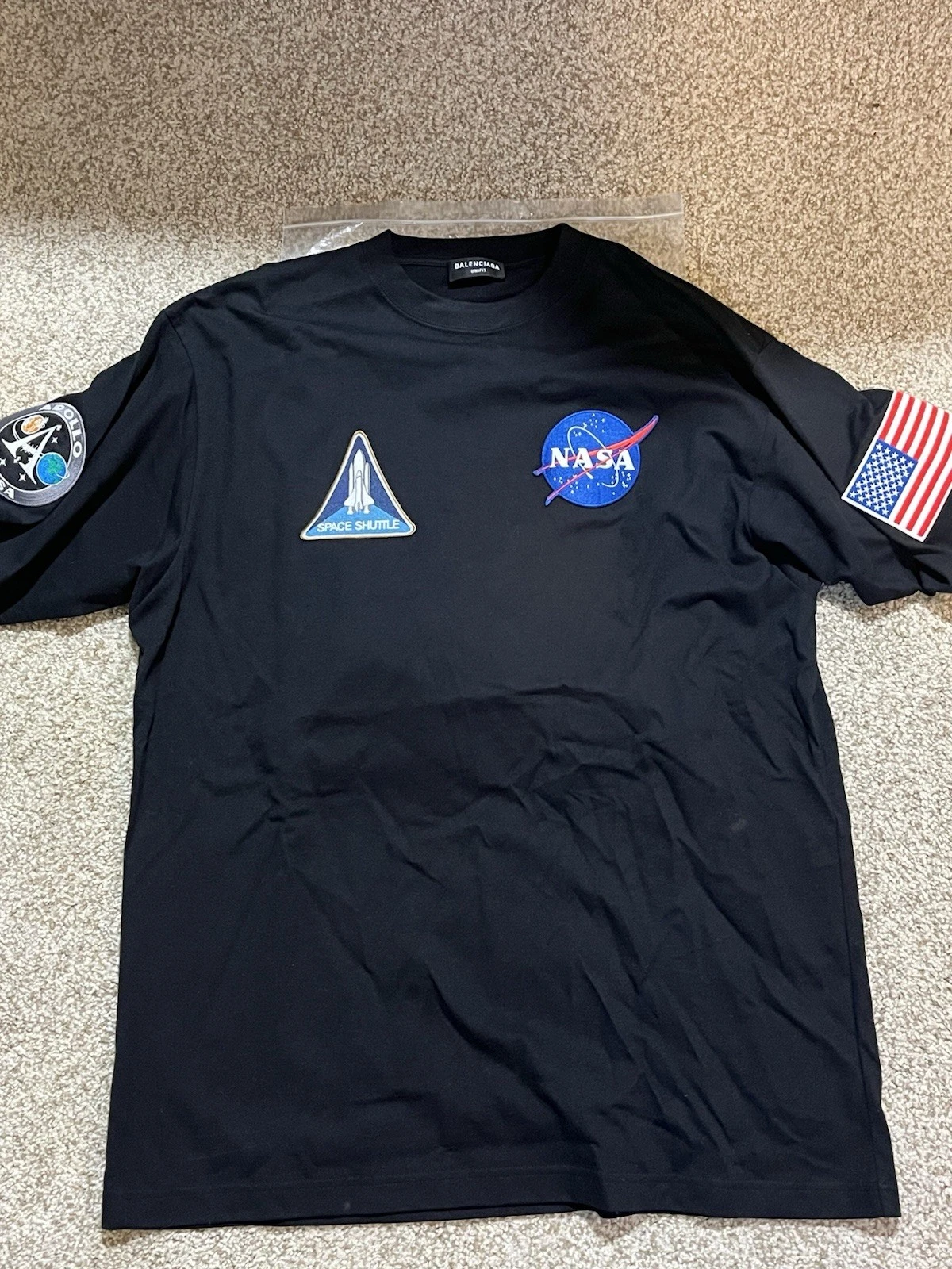 Balenciaga — Balenciaga Womens NASA Space Multi-Patch T-Shirt Black Size XXS Brand New