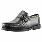 Mens Black Leather Extra Wide Fit Moccasin Loafer Slip On Smart Casual Shoes
