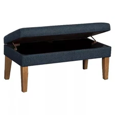Homepop Home Upholstered Decorative Storage Ottoman Bench Navy