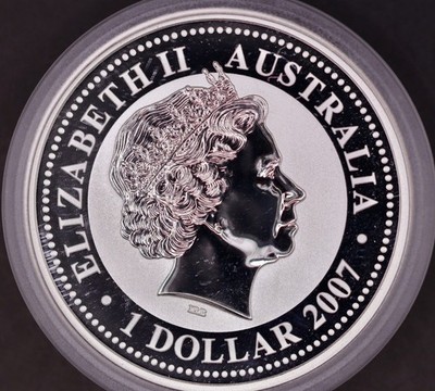 2008年 オーストラリア 1ドル 銀貨 ネズミ 2007 (2008) Perth Mint Lunar Series I Year of The Rat 1 oz Silver
