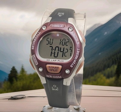Timex Ironman 30 Lap Women\'s Classic Rose Pink Gray Band Digital Watch 100M TIMEX Unisex IRONMAN Classic 30 Gray/Pink 34mm Sport Watch  main image 4