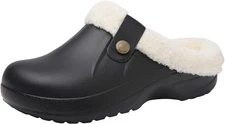 Women and Men Fur Lined Clogs Memory Foam Warm Fuzzy Slippers Winter Waterproof 