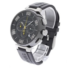 LOUIS VUITTON TAMBOUR IN BLACK Q102U 46mm SS Black #C27734