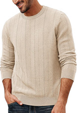 Mens Crewneck Sweaters Slim Fit Lightweight Knit Pullover Sweaters for Casual