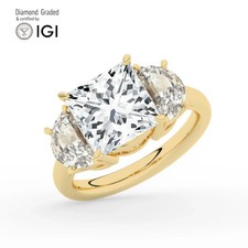Princess Diamond Trilogy Ring 14k Yellow Gold Labgrown 5 Ct Solitaire