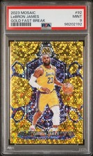 2023 PANINI MOSAIC GOLD FAST BREAK #92 LEBRON JAMES 10/10 PSA 9