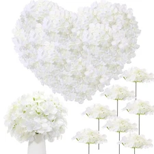 Zeyune 200 Pcs Hydrangea Artificial Flowers, Silk Flower Heads with Stems, Fa...