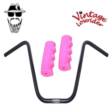 Original Lowrider 13" 22.2 D Handlebar Black 0214 120mm Grips Solid/Pink