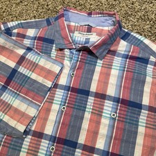 Tommy Bahama Nova Wave Mens Button Shirt Seersucker Pink Blue Plaid Size XL