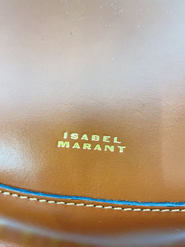 ISABEL MARANT OSKAN MOON BAG Borsa a tracolla in pelle con borchie marrone - Foto 5 di 6