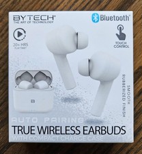 Bytech Auto Pairing True Wireless Bluetooth Earbuds White with Charging Case