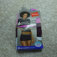Hanes Underwear Womens 6 Medium Boyshorts Seamless Nylon Stretch 6 Pairs