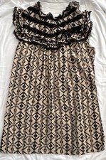 coreylynncalter Women's Beige Black Geometric Lace Sheath Dress Sleeveless 2