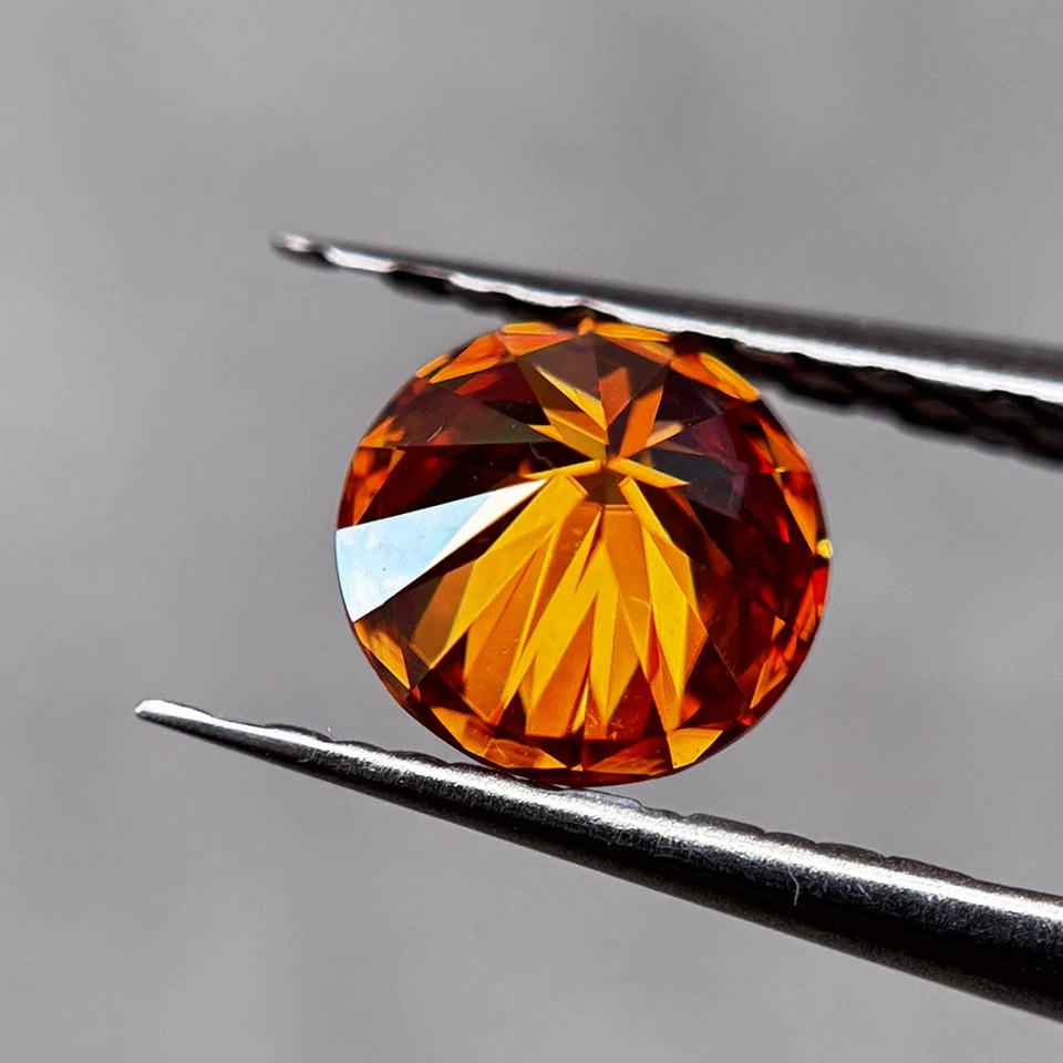 1PCS Round Cut Orange Loose Moissanite Gemstone 3.0mm 0.1ct-15mm 12ct Gemstone Foto 3 de 4