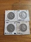 4 franklin halves lot. 1957 1959d  1949 1948.