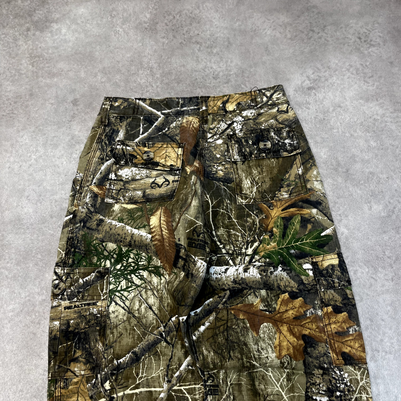 Real Tree Camo Cargo Trousers Kids Vintage Army Hunting Trousers, Green, 26" image 8