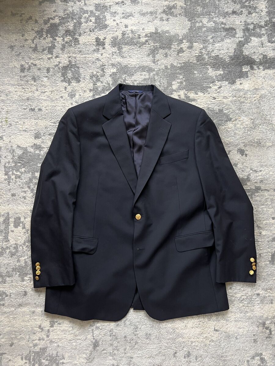 Brooks Brothers Navy Blazer Loro Piana 45R Wool Gold Buttons Brooks Brothers Navy Blazer Loro Piana 45R Wool Gold Buttons