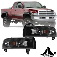 Headlights For 94-02 Dodge Ram 1500 2500 3500 Replacement Assembly Front Lamps