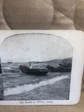Vintage Beach at Chefoo  China  Stereoview Photo