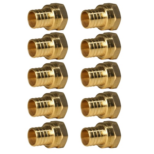 10-Pack 1" PEX-B To 3/4" Female NPT Adapters - Lead-Free Brass Crimp Fittings 10 thumbnail image