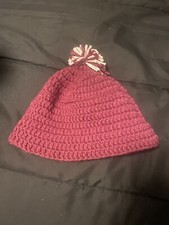 Dark Pink Hand Crochet Beanie/Hat With Pom Pom