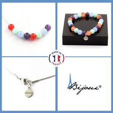 Pietre E Minerali. Set Bracciale Collana Perle Acquamarina + Amazonite +