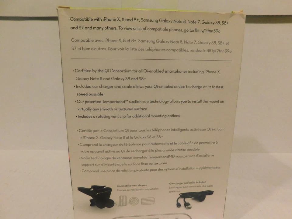 Cargador Qi inalámbrico rápido montaje abrazadera Bracketron PwrUp en tablero/ventilación del automóvil nuevo en caja Foto 3 de 4