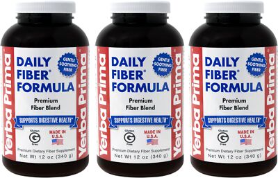 Daily Fiber Formula Powder 12oz Pack of 3 Essential Digestive Health Supplement