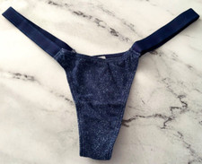 PINK Victoria's Secret Thong Panty Faux Denim Logo Band Extra Low Rise S M L XL