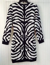 Romeo & Juliet Couture Woman Knit Dress Navy Ivory size M Long Sleev New $130 