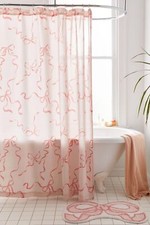 Bow Shower Curtain Coquette Handcrafted Bow Tie Bath Curtain for Master Bathr...