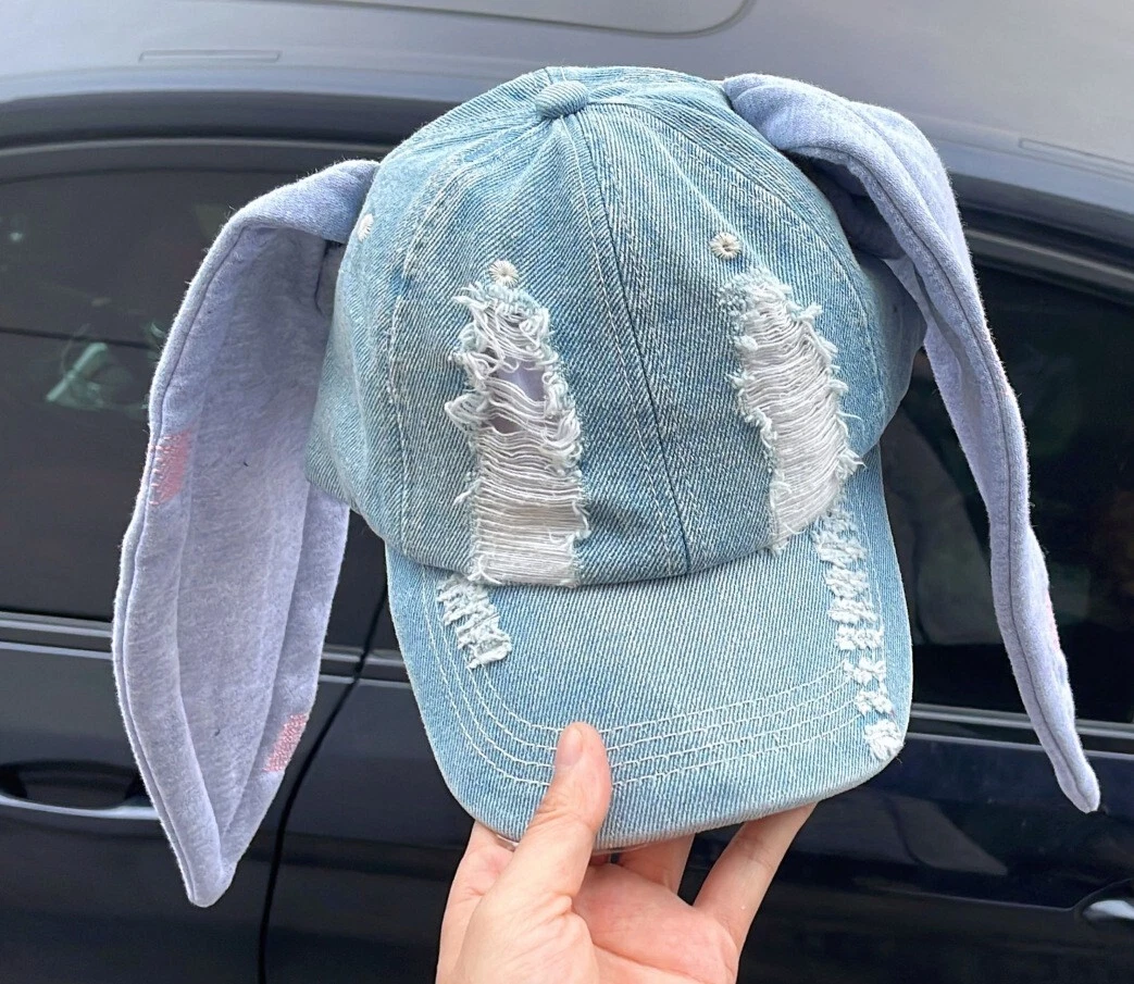 NewJeans OMG Rabbit Ears Hat Haerin Danielle HANNI Dance Baseball Cap Denim  Hat