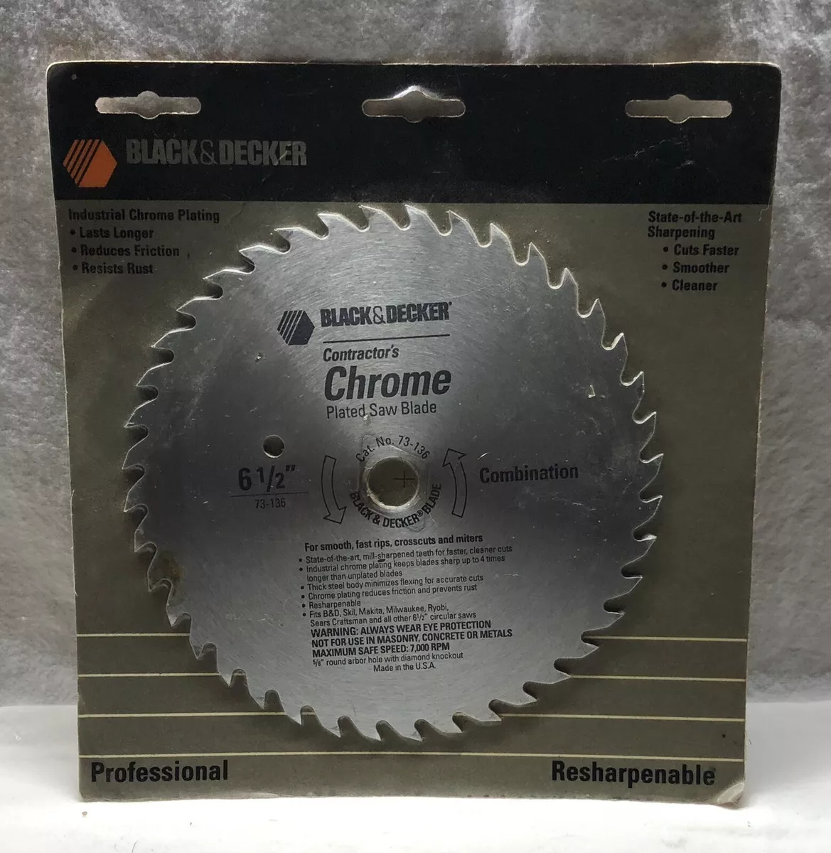 Black Decker 6 1/2 circular saw blade Contractors Chrome Plated