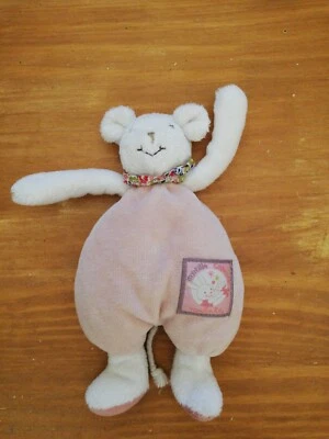 Doudou Moulin Roty Myrtille Et Capucine Souris Blanc Rose Grelot Hochet - Photo 1/3