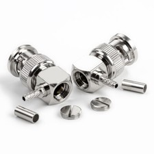 Right Angle BNC Male Plug Crimp For RG174 RG179 RG316 LMR100 pigtail CableS