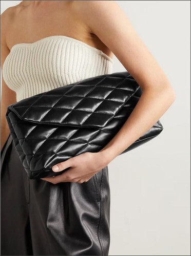 2.1k Saint Laurent Sade YSL Clutch Bag Handbag Quilted Puffy Leather Oversized