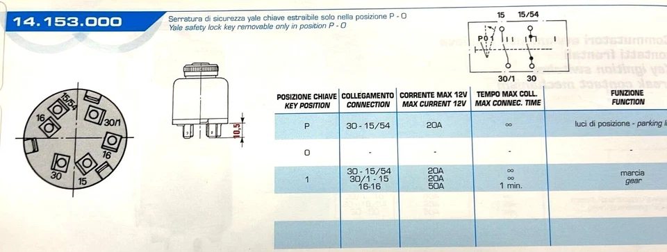 COMMUTATORE QUADRO SOLO ACCENSIONE TIPO UNIVERSALE  IVECO OM FIAT NO AVVIAMENTO - Immagine 3 di 3