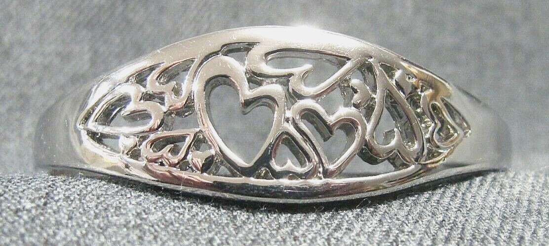 Vintage filigree hearts Mother & Daughter love message silvertone cuff bracelet