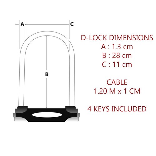 Master Lock Vendido Seguro Dorado D-Lock + Cable 11X28X120cm 8285EURDPRO - Imagen 5 de 6