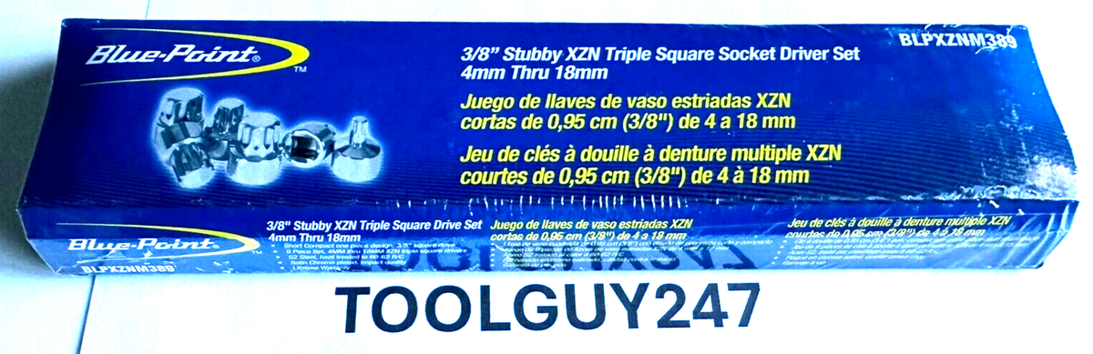 SNAP ON BP 3/8” Dr Stubby XZN Triple Square Socket Driver Set