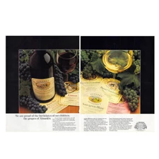 2-Page Print Ad 1979 Almaden Wine Bottle & Glasses Grapes Monterey San Benito CA