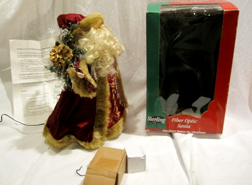 12" Fiber Optic Santa Claus Table top Tree Topper Changing Lights wBox Sterling - Picture 11 of 24