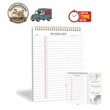 Undated Pink Planner Notepad - A5 Spiral Checklist for Daily Organization