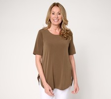 Susan Graver Women's Top Sz L Essentials Liquid Knit Tunic Brown A352184
